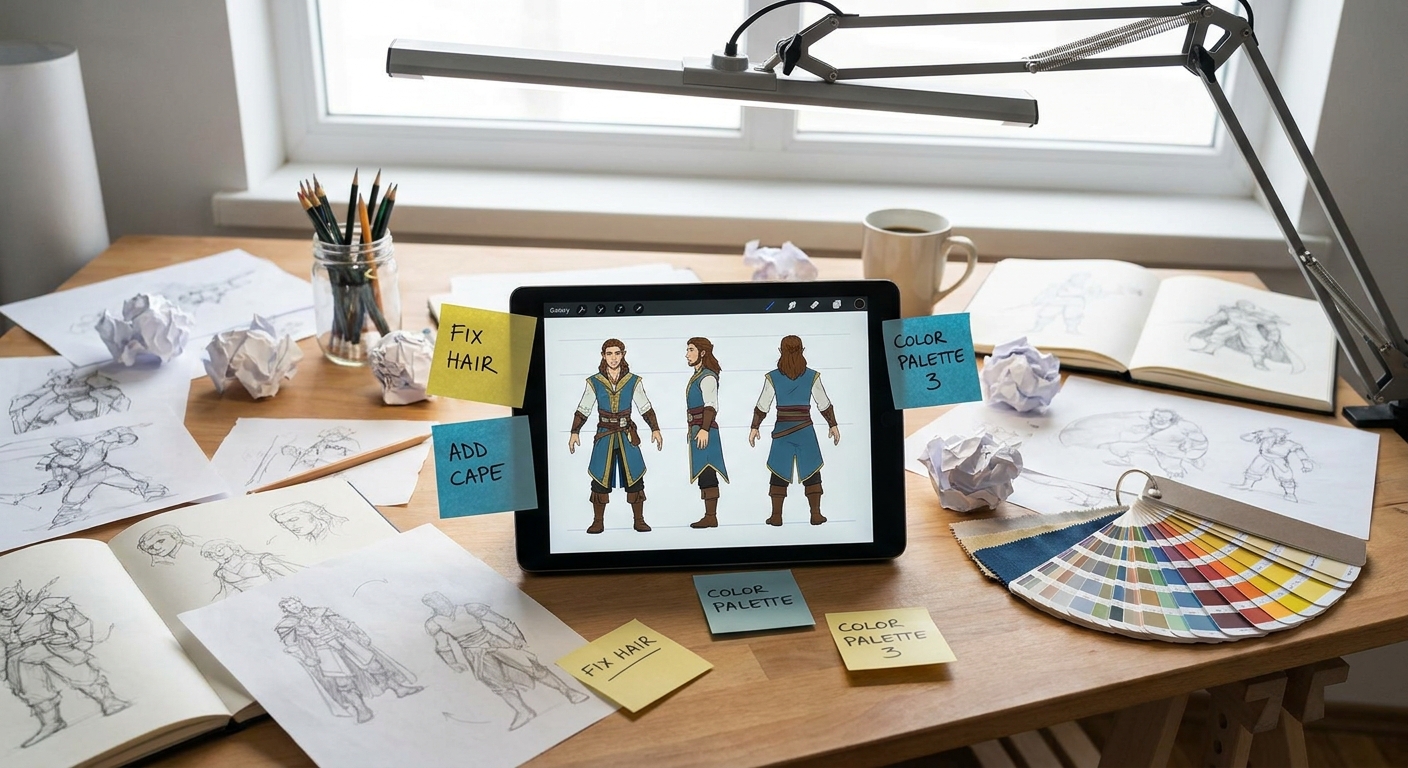 Iterate Like a Pro: Turning Rough Character Sketches into a Polished Concept Sheet
